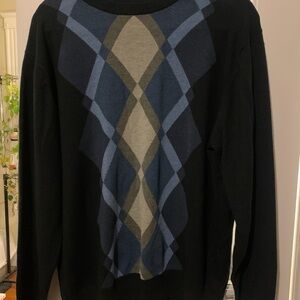 Men's XL Black and Blue Patterned Sweater